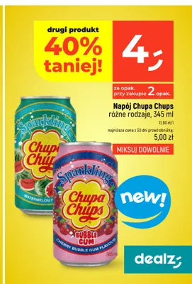 Napój gazowany Chupa Chups Sparkling Bubble Gum Cherry promocja w Dealz