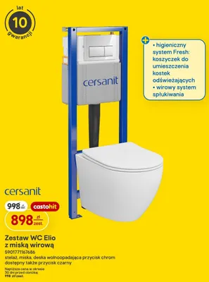 Zestaw WC Elio z miską wirową Cersanit promocja w Castorama