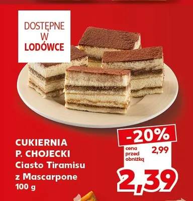 Ciasto Tiramisu z mascarpone Cukiernia P. Chojecki promocja w Kaufland