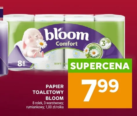 Papier toaletowy Bloom Comfort rumiankowy 3-warstwowy 8-pak promocja w Stokrotka