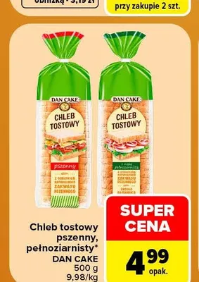 Chleb tostowy pszenny Dan Cake promocja w Carrefour