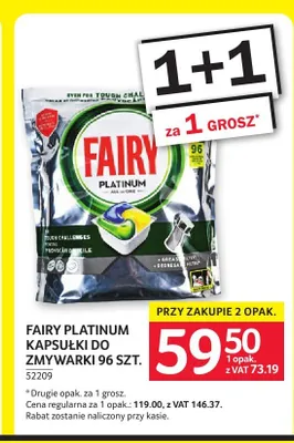 Kapsułki do zmywarki Fairy Platinum promocja w Selgros