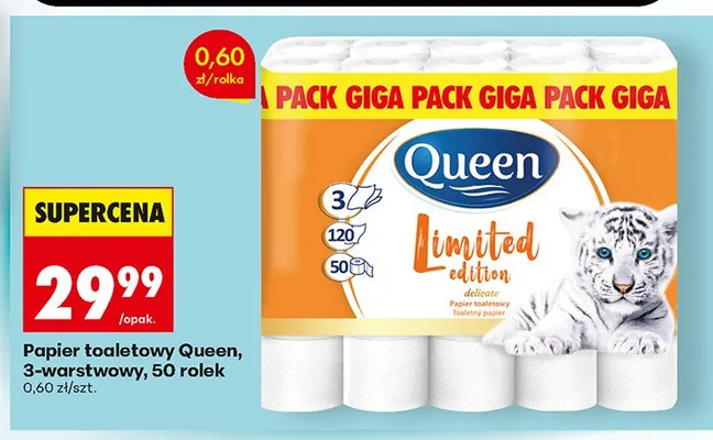 Papier toaletowy 3-warstwowy Limited Edition, 50 rolek promocja w Biedronka