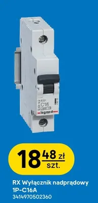 Rx Wyłącznik nadprądowy 1P-C16A Legrand promocja w Castorama