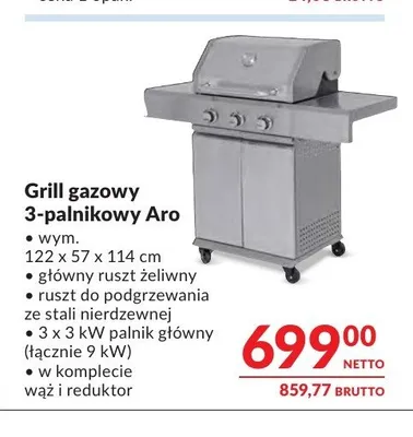Grill gazowy 3-palnikowy Aro promocja w Makro