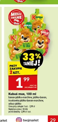 Mus owocowy Kubuś banan-jabłko-marchew promocja w Twój Market