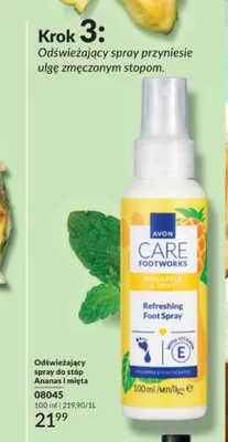 Odświeżający spray do stóp Ananas i mięta Avon Care Footworks promocja w AVON
