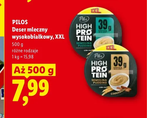 Deser mleczny wysokobiałkowy Pilos High Protein kasza manna z cynamonem XXL promocja w Lidl