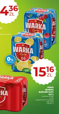 Piwo bezalkoholowe Warka Radler Owoce Leśne 4-pak 500 ml promocja w Duży Ben