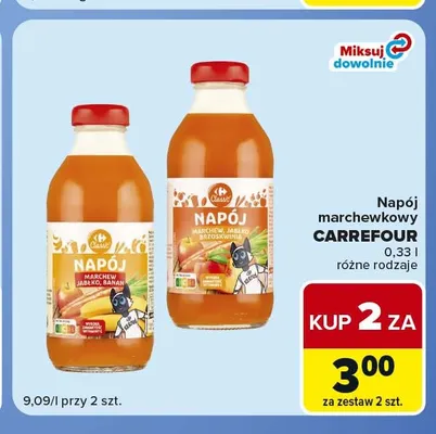 Napój marchewkowy marchew jabłko brzoskwinia Carrefour promocja w Carrefour Market