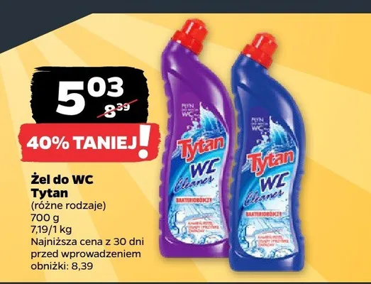 Żel do WC Tytan niebieski promocja w Netto