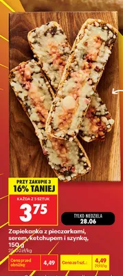 Zapiekanka z pieczarkami serem ketchupem i szynką promocja w Biedronka