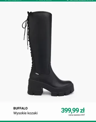 Wysokie kozaki Buffalo promocja w Deichmann