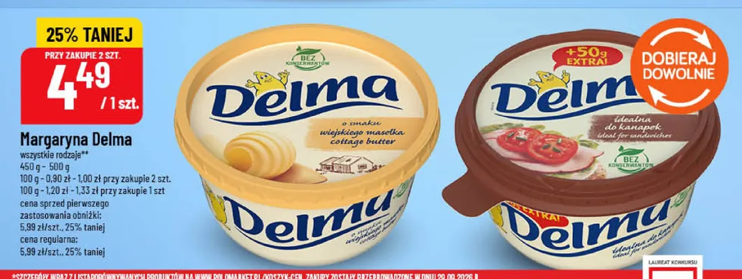 Margaryna Delma o smaku wiejskiego masełka promocja w POLOmarket
