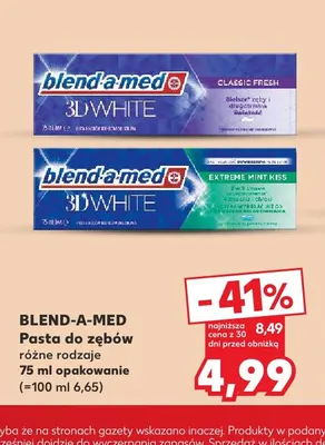 Pasta do zębów 3D White Classic Fresh Blend-a-med promocja w Kaufland