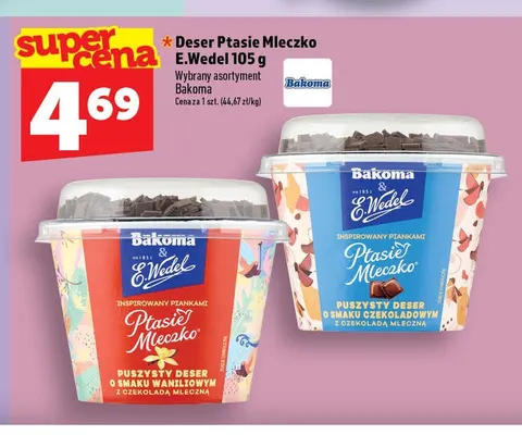 Deser Ptasie Mleczko o smaku czekoladowym E.Wedel promocja w TOPAZ
