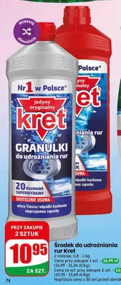 Środek do udrożniania rur Kret żel promocja w Dino