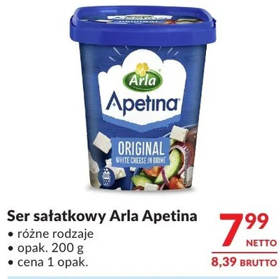 Ser sałatkowy Arla Apetina różne rodzaje promocja w Makro