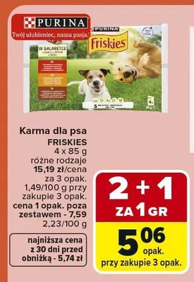 Karma dla psa PURINA Friskies w galaretce 4-pak 85g promocja w Carrefour Market