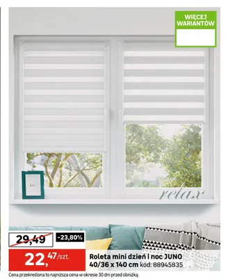 Roleta mini dzień i noc Juno 40/36x140 cm promocja w Leroy Merlin