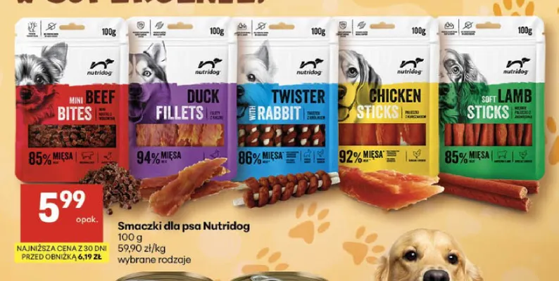 Smaczki dla psa Nutridog Twister with Rabbit promocja w Delikatesy Centrum