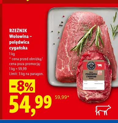 Wołowina polędwica cygańska Rzeźnik promocja w Lidl