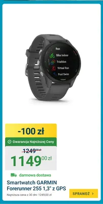 Smartwatch Garmin Forerunner 255 1,3" z Gps promocja w ERLI