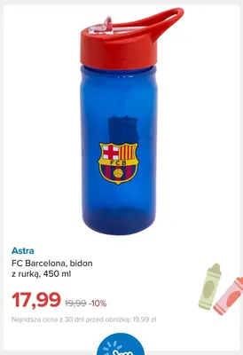 Bidon z rurką Astra FC Barcelona 450 ml promocja w Smyk