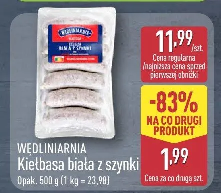 Kiełbasa biała z szynki promocja w Aldi