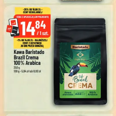 Kawa ziarnista Baristado Brazil Crema 100% Arabica promocja w POLOmarket
