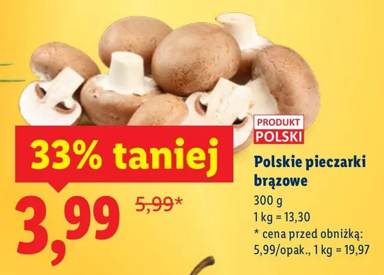 Pieczarki brązowe polskie promocja w Lidl