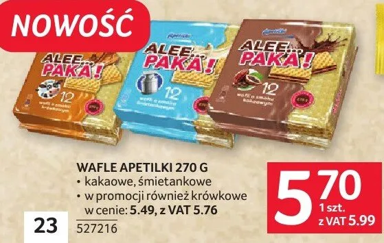 Wafle Apetilki 270g promocja w Selgros