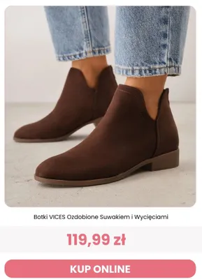 Botki VICES Ozdobione Suwakiem i Wycięciami promocja w Renee