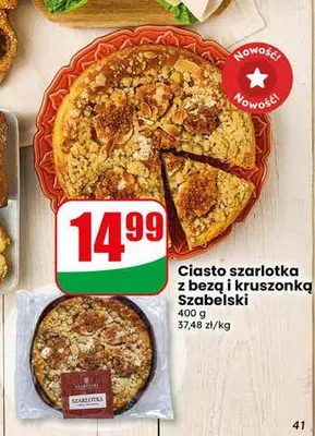 Ciasto szarlotka z bezą i kruszonką Szabelski promocja w Dino