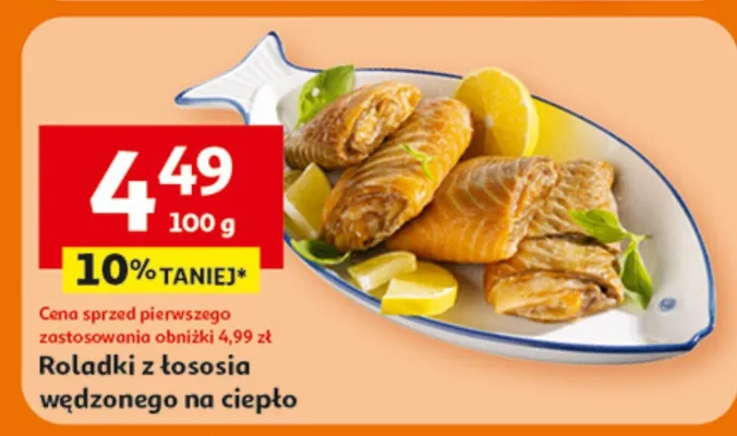 Roladki z łososia wędzonego na ciepło promocja w Auchan