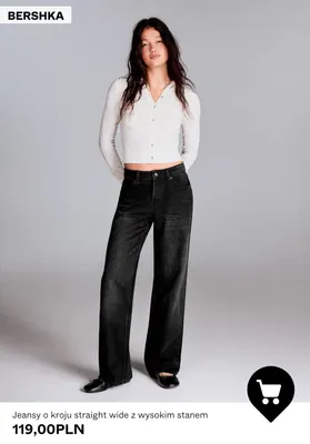 Jeansy o kroju straight wide z wysokim stanem Bershka promocja w Bershka
