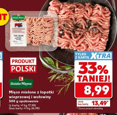 Mięso mielone z łopatki wieprzowej i wołowiny Stoisko Mięsne promocja w Kaufland