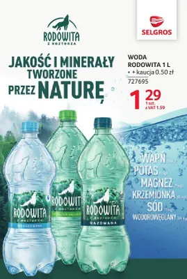 Woda Rodowita 1 l promocja w Selgros