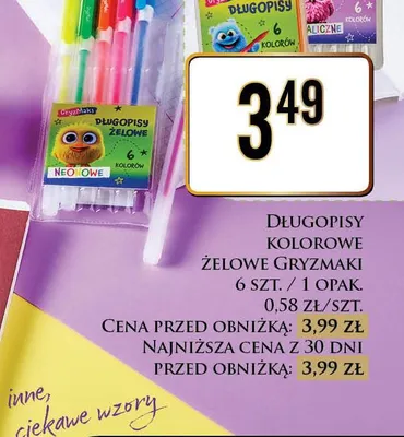 Długopisy kolorowe żelowe Gryzmaki promocja w Dino