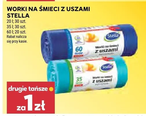 Worki na śmieci z uszami 35l Stella promocja w Stokrotka