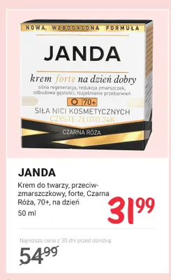 Krem do twarzy Janda Czarna Róża 70+ na dzień promocja w Rossmann