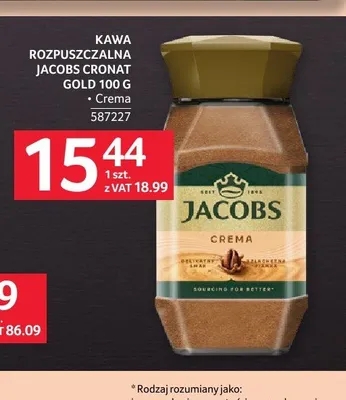 Kawa rozpuszczalna Jacobs Cronat Gold Crema 100g promocja w Selgros