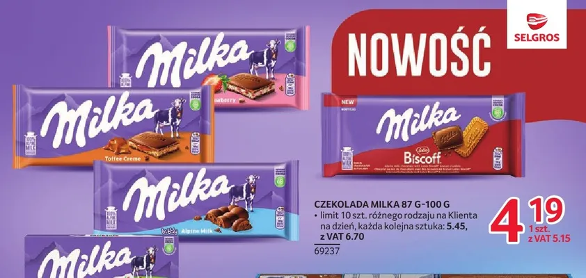Czekolada Milka Bubbly Alpine Milk promocja w Selgros