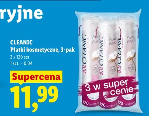 Płatki kosmetyczne Cleanic 3-pak promocja w Lidl