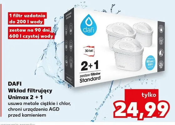 Wkład filtrujący Unimax 2 + 1 usuwa metale ciężkie i chlor, chroni urządzenie AGD przed kamieniem promocja w Kaufland