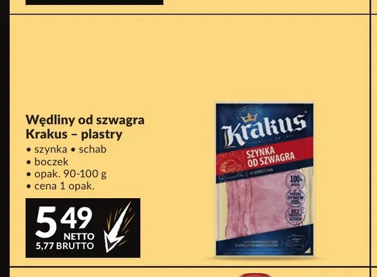 Szynka od szwagra w plastrach Krakus promocja w Makro