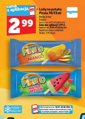 Lody na patyku Pirulo Arbuz promocja w TOPAZ