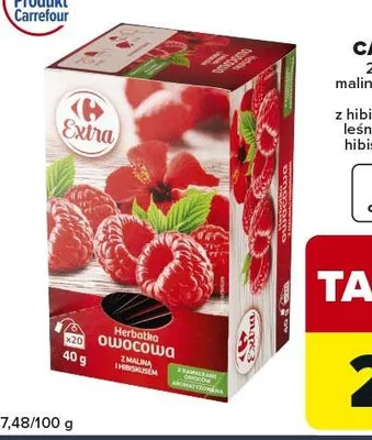 Herbatka owocowa 2 g x 20 torebek malina z hibiskusem, dzika róża z hibiskusem, owoce leśne z hibiskusem, hibiskus z owocami promocja w Globi