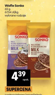 Wafle ryżowe w czekoladzie mlecznej Sonko promocja w Delikatesy Centrum