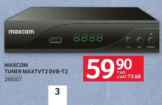 Tuner MaxTV T2 DVB-T2 Maxcom promocja w Selgros